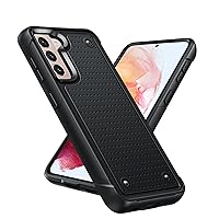 LeYi for Galaxy-S21-Case: Samsung S21 Case 5G for Men, Shockproof Heavy Duty Dual Layer Protective Hard PC Textured Back & Soft Bumper Cell Phone Case for Galaxy S 21 5G, Black