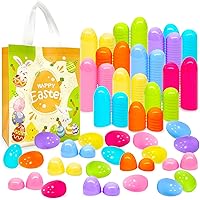 800Pcs 2.36inch Colorful Easter Plastic Eggs for Kids Egg Hunt Basket Bag Empty Stuffers Fillers with 8pcs Cute Non Woven Bags, Toys Filling Treats and Easter Theme Party Supplies Favor