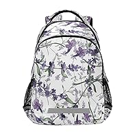 Purple Violet Lavender Floral Flowers Backpacks Travel Laptop Daypack School Book Bag for Men Women Teens Kids
