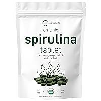 Micro Ingredients Organic Spirulina Supplement, 3000MG Per Serving, 720 Tablets (4 Month Supply), No Filler & Non-GMO, Rich in Vegan Protein, Vitamins & Prebiotics, Premium Spirulina Pills