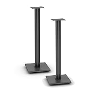 Atlantic Bookshelf Speaker Stands - Steel Construction, Pedestal Style & Built-in Wire Management, Support Bookshelf-Style Speakers up to 20 lbs. PN 77335799 - Black 2-Pack