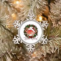 Pewter Snowflake Christmas Ornaments Seafood Holly Wreath Crab Christmas Tree Ornaments Metal Collectible Keepsake Winter Wonderland Decorations for Xmas Tree Window Door Holiday Party Wedding
