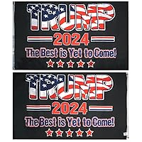 Trump 2024 USA The Best Is Yet To Come! Black Premium Quality Heavy Duty 100D Double Sided Woven Poly Nylon Flag 3x5 3'x5' Flag Banner Grommets, Multi