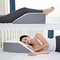 Leg Elevation Wedge Pillow with Cooling Gel Memory Foam Top，Flat Top Bed Wedge Pillow for Leg and Back Support, Improving Blood Circulation, Alleviating Lower Limb and Back Pain