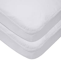 American Baby Company 2 Pack Waterproof Fitted Crib and Toddler Mattress Protector, Quilted and Noiseless Crib & Toddler Mattress Pad Cover, White (Little Lamb), 52