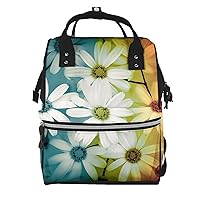 Daisy Flowers in Different Featured Framed Print Diaper Bag Multifunction Laptop Backpack Travel Daypacks Large Nappy Bag