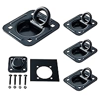 Lonffery 4 Pack Recessed D-Ring Tie Down Anchors (6,000 lb. Capacity), Heavy Duty Kit for Trailer or Deliveries, Black