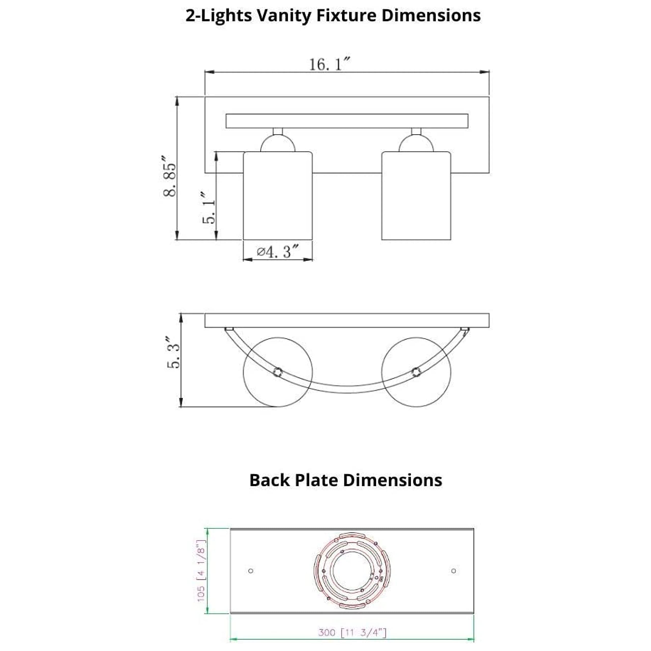 Dorence | Bathroom Vanity Light Bar | Bathroom Light Fixtures | Bathroom Lighting Fixtures with Modern Glass Shade (Brushed Nickel, 2 Lights, E26 100W LED, Bulbs not Included)