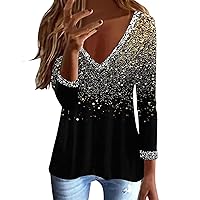Women's Tops Casual Trendy Plus Size Tops Lightweight Long Sleeve V-Neck Shirt Tops Business Pullover Tops
