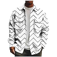 Men's Corduroy Button Down Shirts Long Sleeve Shacket Jacket with Flap Pocket Trendy Fall Work Jackets for Men