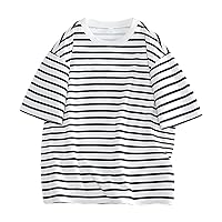 Shirts for Men Short Sleeve Crewneck Striped Classic T-Shirt Personality Everyday Tee Casual Summer Comfortable Loose Tops