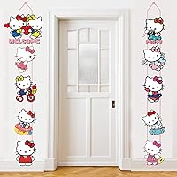 Hello Cute Kittyy Door Sign Banner Party Decoration, Outdoor Kitty Hanging Porch Signs Decor Birthday Party Supplies Banner for Boys and Girls Birthday Party Decorations, 10 Pieces