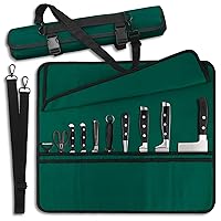 Green Chef Knife Bag With 20 Slots Cutlery Knives Holders Protectors, Home Kitchen Travel Cooking Tools, Portable Canvas Knife Roll Storage Bag Chef Case for Camping or Working