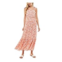 Womens Coral Tie Floral Sleeveless Square Neck Maxi Fit + Flare Dress Juniors XS