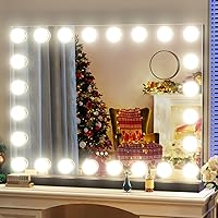 Vanity Mirror with Lights, 32WX24LTabletop Hollyhood Makeup Mirror, Hollywood Lighted Mirror with 24 Dimmable LED Bulbs,USB & Type-C Charging,Touch Control,Metal Frame,Black