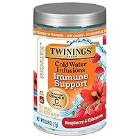 Twinings Superblends Cold Water Infusions Immune Support Raspberry & Hibiscus Flavoured with Vitamin C, 10 Count (Pack of 6), Enjoy Hot or Iced