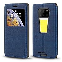 for Unihertz 8849 Tank 3 Pro Case, Wood Grain Leather Case with Card Holder and Window, Magnetic Flip Cover for Unihertz 8849 Tank 3 Pro (6.79”)