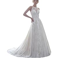 Custom Strapless Sheer Back A Line Long Simple Elegant Lace Wedding Dress