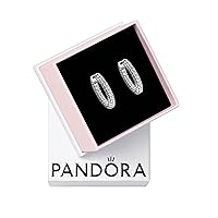 PANDORA Timeless Pavé Single-Row Hoop Earrings - Sterling Silver Hoop Earrings with Cubic Zirconia for Women - Gift for Her - With Gift Box