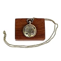 Antique Type Classic Vintage Paris Metal Pocket Watch Clock Pendant Locket Long Chain for Men Women Girls Kids Necklace