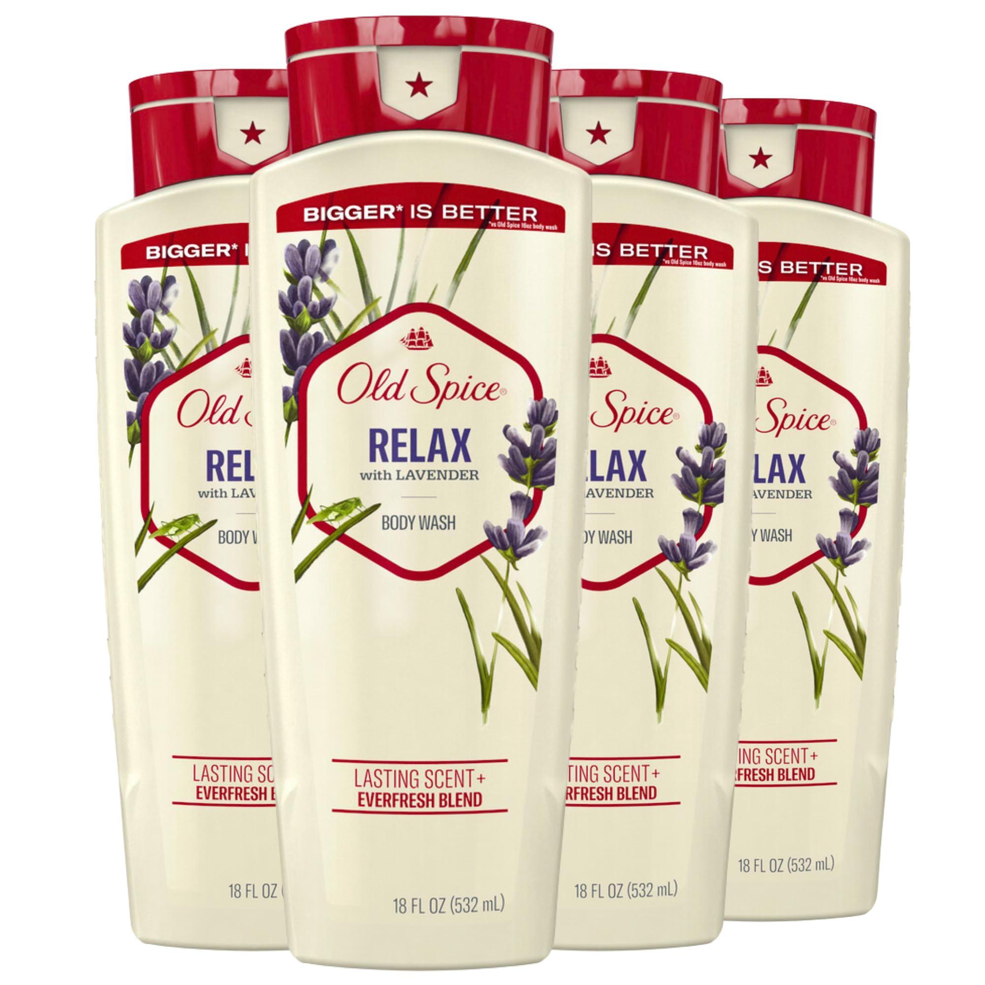 Old Spice Men's Body Wash Relax with Lavender, 18 fl oz (Pack of 4)