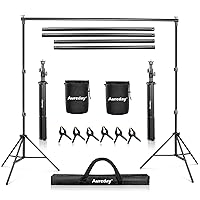 Aureday Backdrop Stand, 8.5x10Ft Adjustable Photo Backdrop Stand Kit with 4 Crossbars, 6 Background Clamps, 2 Sandbags, and Carrying Bag for Parties/Wedding/Photography/Festival Decoration
