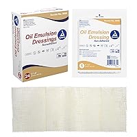 Dynarex Oil Emulsion Dressings, Wound Care, Absorbent, 3” x 8” Sterile Knitted Gauze Dressing with Emulsion Blend of Petrolatum and Sunflower Oil, 1 Box of 24