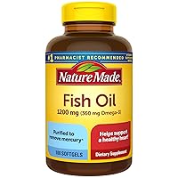 Fish Oil 1200 mg Softgels, Omega 3 Supplements, for Healthy Heart Support, Omega 3 Supplement with 100 Softgels, 50 Day Supply