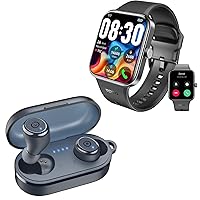 TOZO S4 AcuFit One Smartwatch Bluetooth Talk Dial Fitness Tracker Black + T10mini Wireless Earbuds Bluetooth 5.3 Headset New Upgraded Version Blue