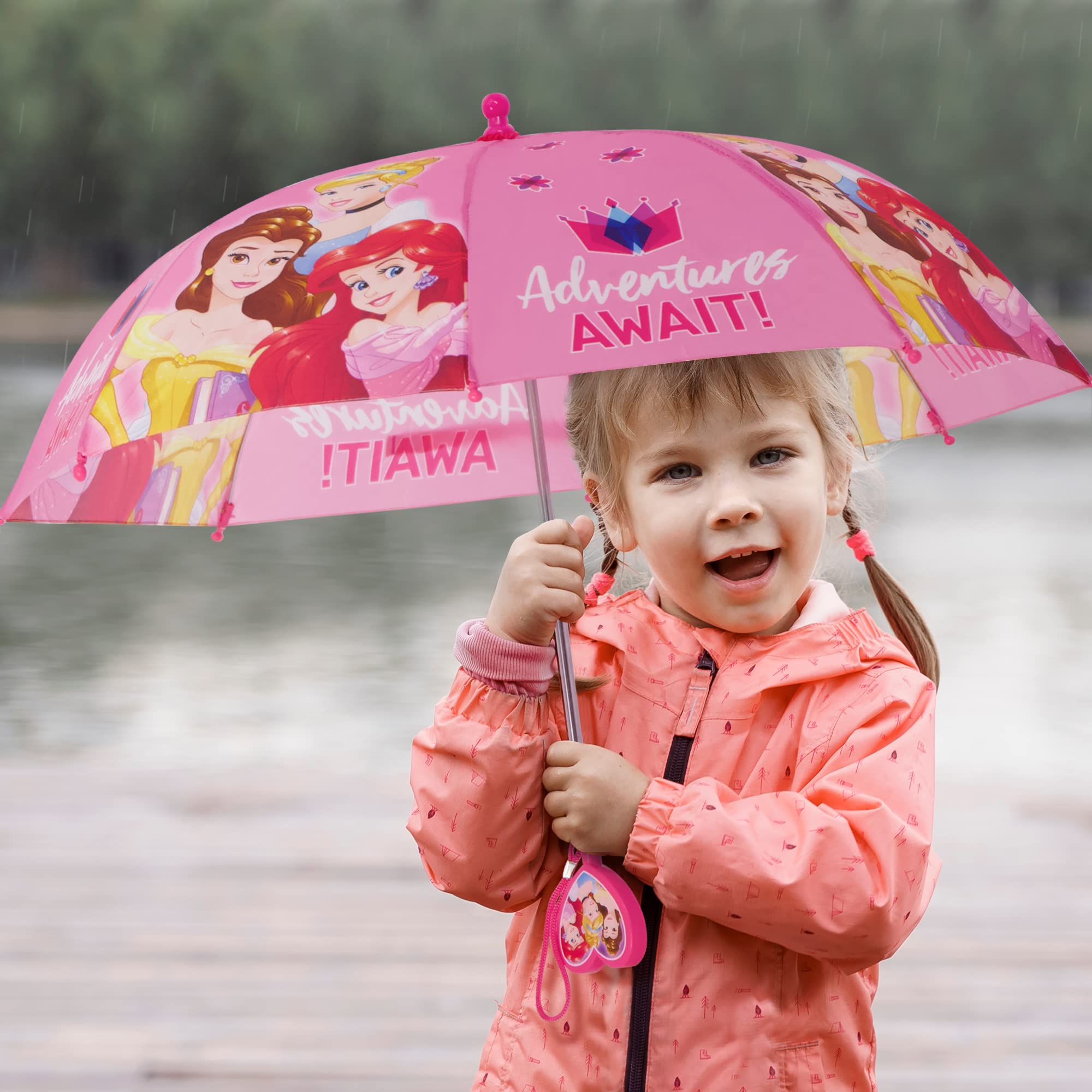 Disney Kids Umbrella, Frozen/Princess/Minnie Mouse Toddler and Little Girl Rain Wear for Ages 3-6