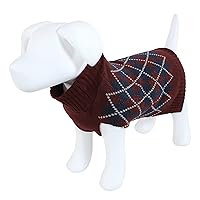 Luvable Friends Dogs and Cats Knit Pet Sweater, Burgundy Argyle, Small