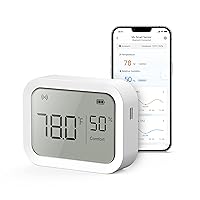 Smart Temperature Humidity Sensor, Hygrometer Indoor Humidity Thermometer for Home, Works with Aura Thermostat, Large LCD Display, Vesync App Control, Notification Alert Function, White