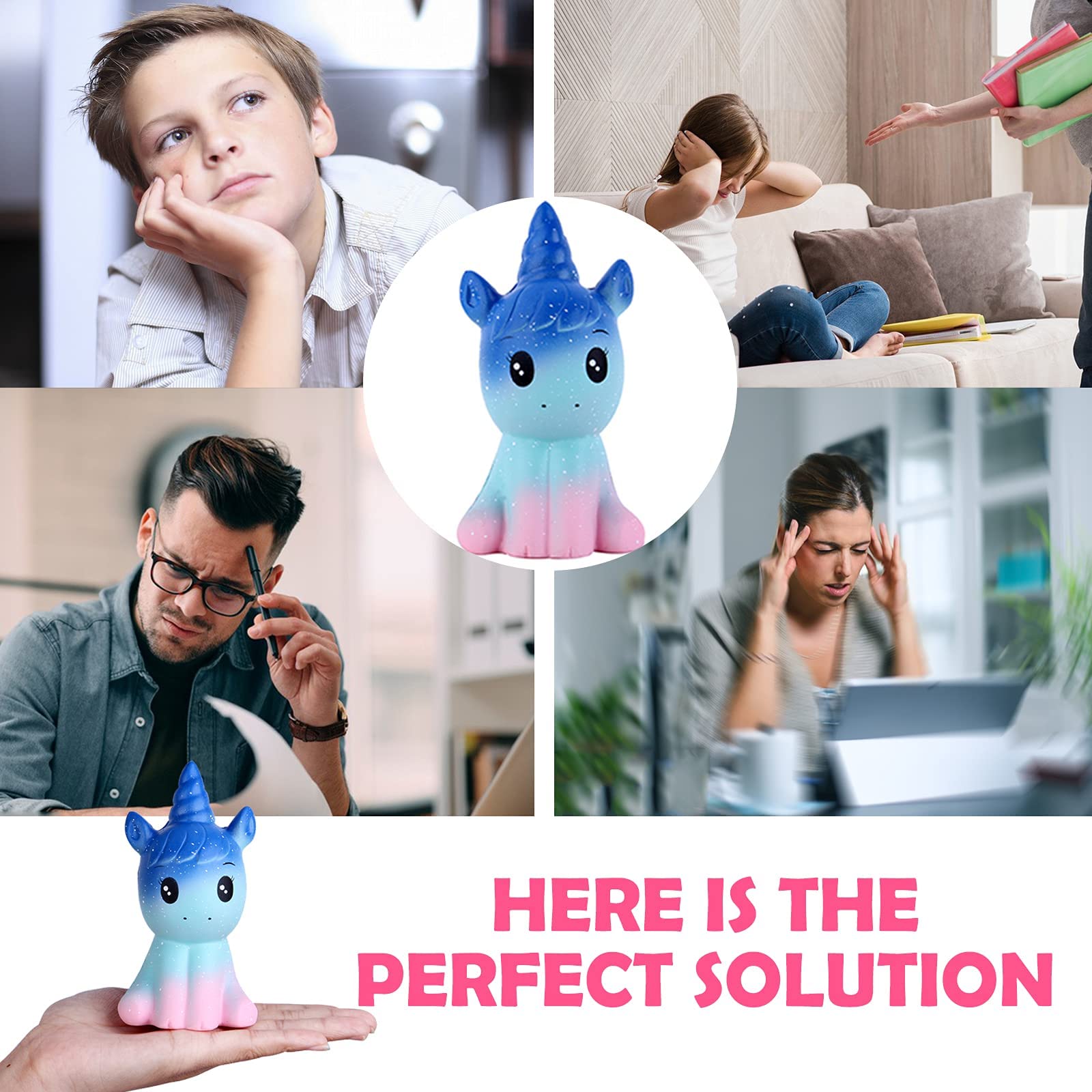 Anboor 4.9 Inches Squishies Unicorn Galaxy Kawaii Soft Slow Rising Scented Animal Squishies Stress Relief Kids Toys (Galaxy + White)