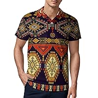 Ethnic Ornamental Men's Polo Shirt Short Sleeve Sport Shirts Casual Golf T-Shirt for Work Fishing