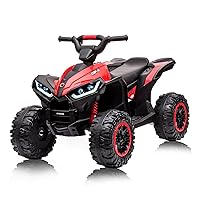 Kids ATV Ride on Toy 12V 4 Power Wheels for Kids, Battery Powered Quad Toy Vehicle with Music, Horn, High Low Speeds, LED Lights, Electric Ride On Toy, Soft Start, for Boys & Girls Gift, Red