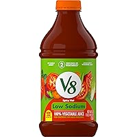Low Sodium Spicy Hot 100% Vegetable Juice, Vegetable Blend Juice with Tomato Juice and Spices, 46 FL OZ Bottle