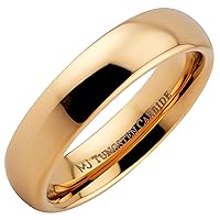 Gold Plated Tungsten Carbide Wedding Band Classic Half Dome. 2mm-10mm Widths Available. Some Rings Feature a Single Cubic Zirconia.