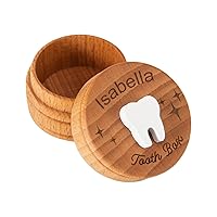 Wooden Tooth Fairy Box Dropped Tooth Keepsake Storage Box for Boys and Girls Cute Lost Tooth Holder Toddler Teeth Case (Customized Name)