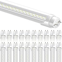 20-Pack T8 Led Bulbs 4 Foot, 24W 3600LM 6500K Daylight 4' T8 Led Light Bulbs, Ballast Bypass, G13 Base Type B Dual-End Powered 4ft Led Tube Light, Led Replacement for Fluorescent Tubes