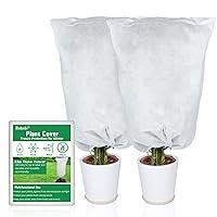 Plant Covers Freeze Protection Winter - 32 x 40 inch Frost Blankets for Outdoor Plants with Drawstring, Shrub Jacket Protectors Tree Covers for Winter (White,2 PCS)