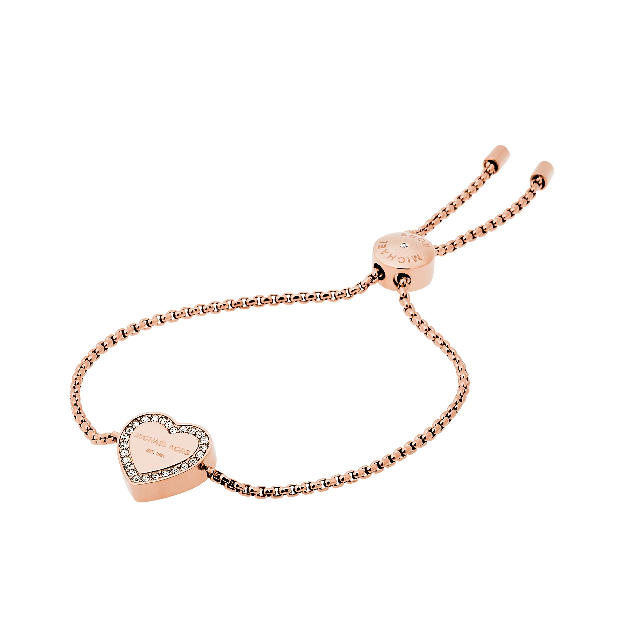 Michael Kors Women's Stainless Steel Rose Gold-Tone Slider Bracelet with Crystal Accents