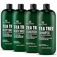 Tea Tree Body Wash 16 fl oz Pack of 2 and Botanic Hearth Tea Tree Shampoo and Conditioner Set 16 fl oz Pack of 2