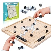Magnetic Induction Chess Game Set,Commodum 2024 New Table Top Magnet Chess Game, Magnetic Rocks Game Puzzle Toy Family Party Strategy Game for Kids Adults,Magnet Chess Game Board with Stones