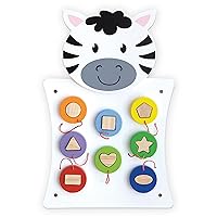 SPARK & WOW Zebra Activity Wall Panel - Ages 18m+ - Montessori Sensory Wall Toy - Nesting Shape Activity - Busy Board - Toddler Room Décor