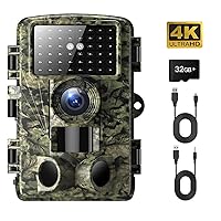 Trail Camera - 4K 48MP Game Camera with Night Vision, 0.05s Trigger Motion Activated Hunting Camera, IP66 Waterproof, 130 Wide-Angle with 46pcs No Glow Infrared LEDs for Outdoor Wildlife