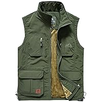 Flygo Men's Casual Lightweight Outdoor Travel Fishing Hunting Vest Jacket with Pockets