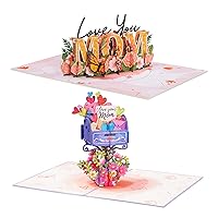 Paper Love Mothers Day Pop Up Cards 2 Pack - Includes 1 Love You Mom and 1 Mother's Day Mailbox, For Mother, Wife, Anyone - 5