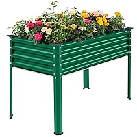 Galvanized Raised Garden Bed with Legs, Galvanized Planter Raised Garden Boxes Outdoor, Oval Large Metal Raised Garden Beds for Vegetables(Green)………