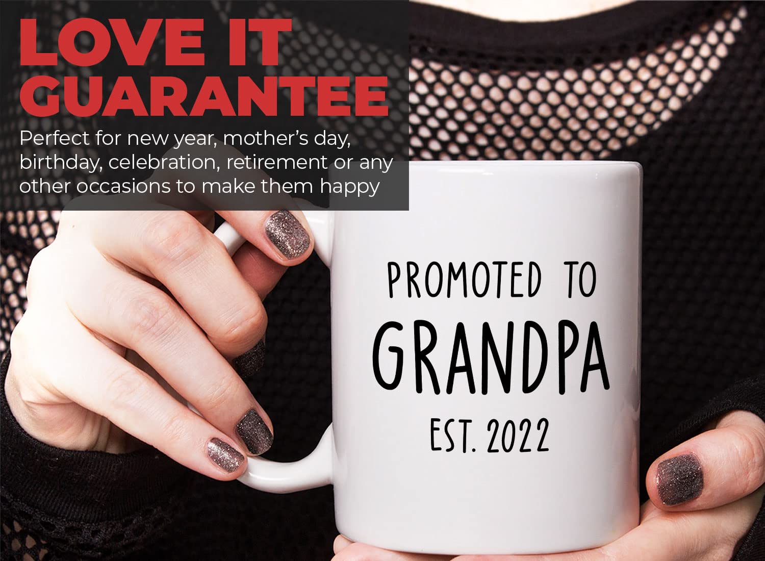 Bubble Hugs Family Coffee Mug 11oz White - Promoted To Grandpa - Grandparents Expecting A Baby Birth Gender Announcement Pregnancy Baby Shower Grandchild