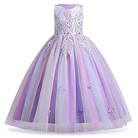 Girls Princess Tulle Lace Flower Pageant Dress Puffy Floor Length Wedding Bridesmaid Dress Party Tutu Maxi Gown